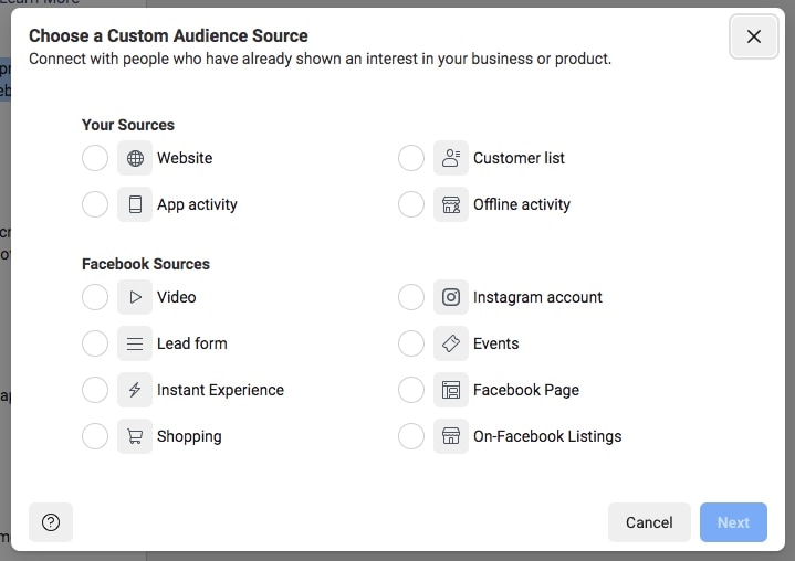 facebook audience custom