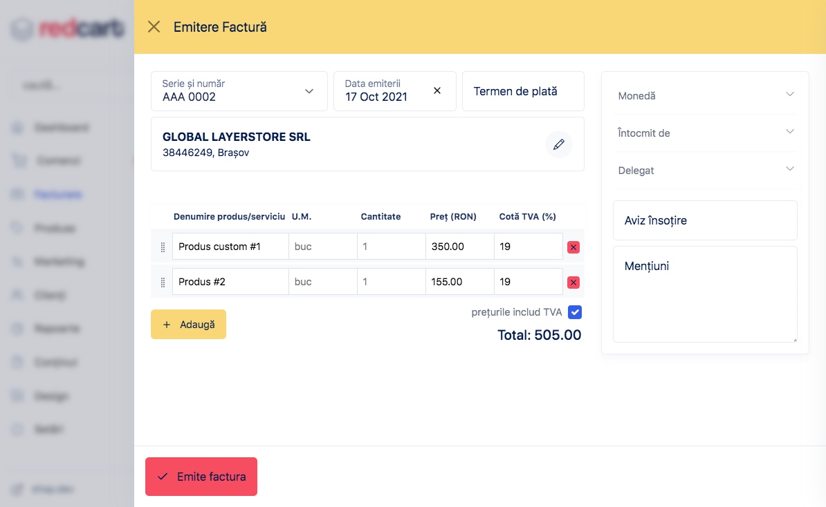 preview factura sellfy